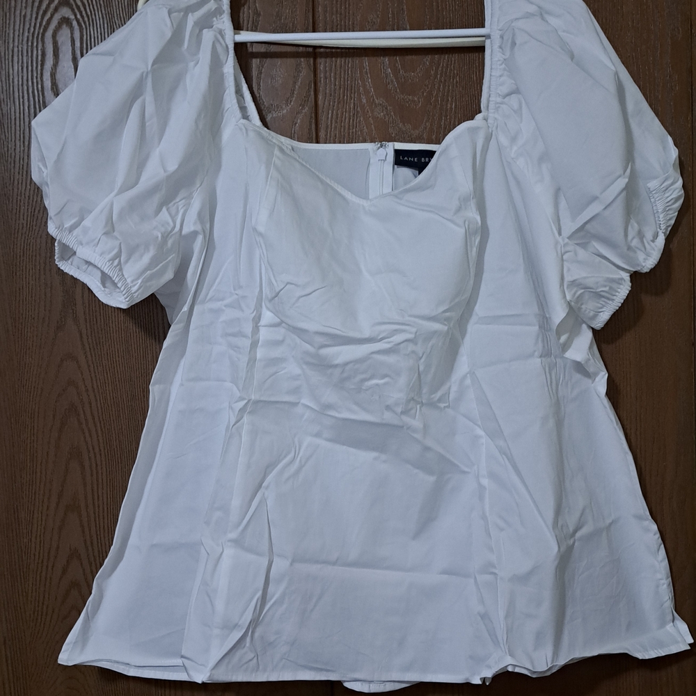 Lane Bryant White Puff Sleeve Blouse